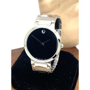 Movado Men's Watch 0607292 Temo Black Dial Swiss Quartz Silver Steel 38mm